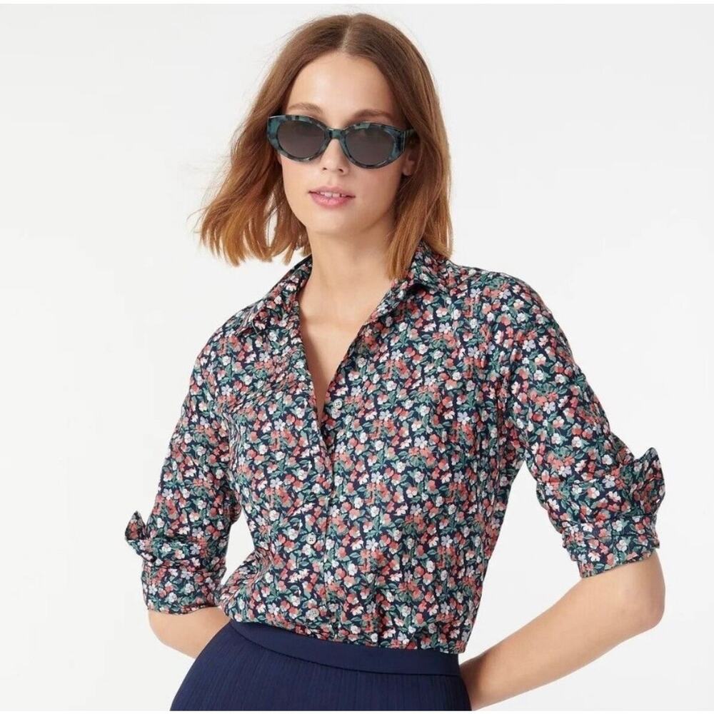 J. Crew x Liberty Sarah Floral Perfect Shirt long sleeve/Black/10 - Picture 8 of 8